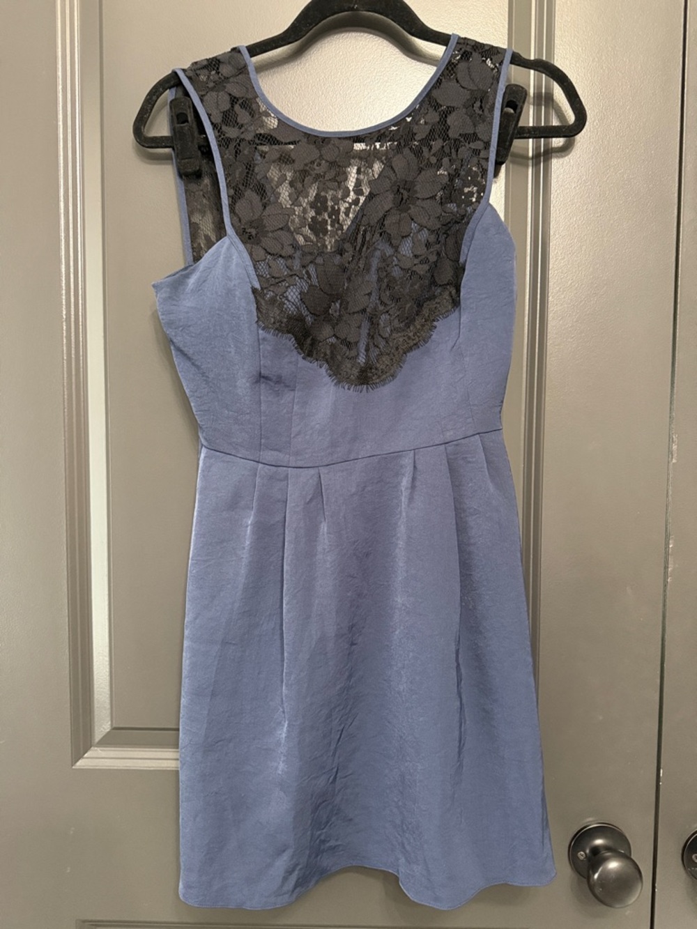 BCBGeneration Navy Dress with Black Lace Overlay size 2